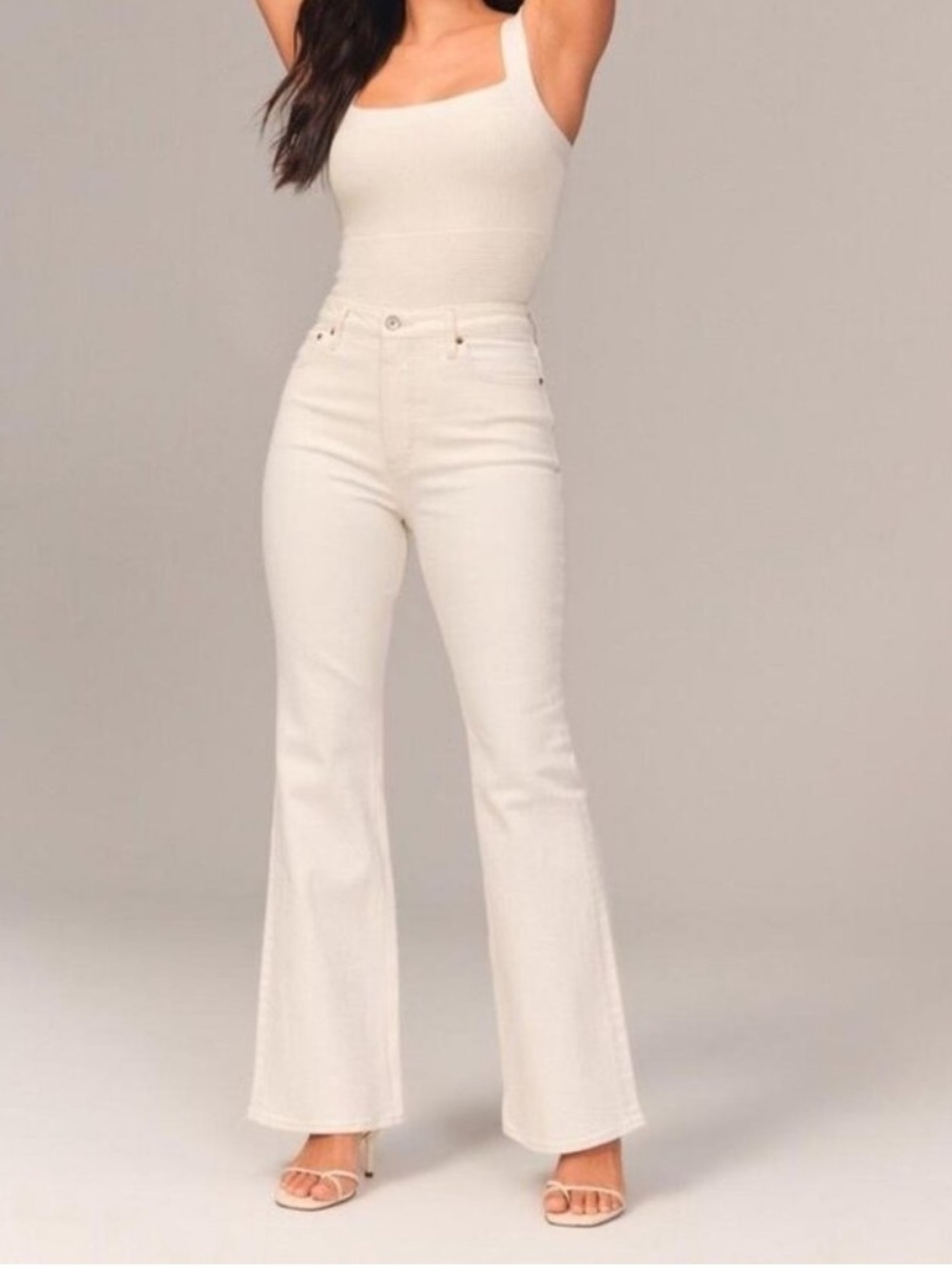 Abercrombie & Fitch The 70’s Vintage Flare White High-Rise Flare Jeans